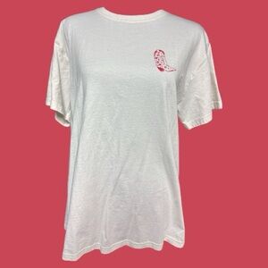 PINK Victoria's Secret Cream Wanted Tee with Red Graphic Size Medium